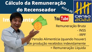 AULA GRÁTIS  CÁLCULO DA REMUNERAÇÃO DO RECENSEADOR  Aula 05  Conhecimentos Técnicos IBGE 2022 [upl. by Rutherford]