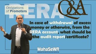 RERA Q13 In case of withdrawal of excess money or otherwise from the RERA account  what should be [upl. by Romonda]