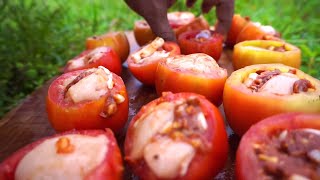 NON VEG TOMATO COOKING  RARE LAMB TESTICLES IN TOMATOES RECIPE [upl. by Eetsud]