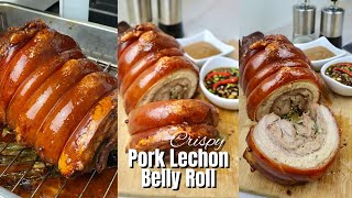 Crispy Pork Lechon Belly Roll  Oven Roasted Pork Belly [upl. by Ayerim]