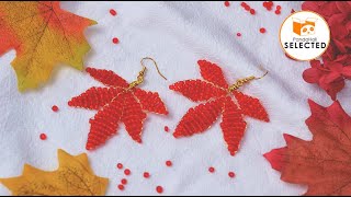 PandaHall Selected DIY Project  Beaded Maple Leaf Earrings [upl. by Ahsinan]