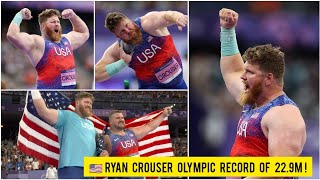 🇺🇸 USAs Ryan Crouser backtobacktoback gold in shot put Paris Olympics 2024 Highlights [upl. by Arec]