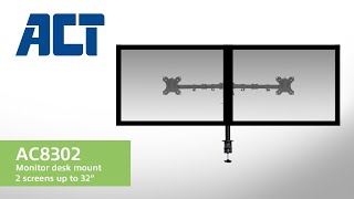 ACT AC8302 Monitor Desk Mount for 2 screens up to 32quot [upl. by Odlaw236]