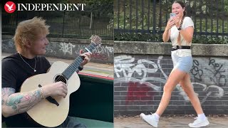 Ed Sheeran serenades passing jogger while filming music video on canal boat [upl. by Penthea636]