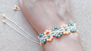 Pulseira Macrame Com Miçangas  Tutorial Rápido  Passo a Passo [upl. by Yllak]