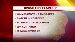 Waimea Canyon Dr closed as DLNR responds to flare up in Kokee fire [upl. by Mall]