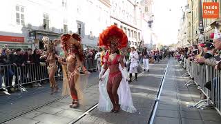 Grazer Faschingsumzug  Närrisches Treiben zum Fasching in Graz [upl. by Eitsyrhc]