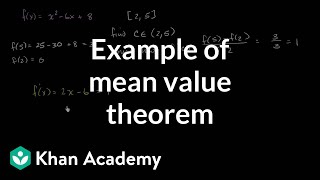 Mean value theorem example polynomial  Existence theorems  AP Calculus AB  Khan Academy [upl. by Eiramik]