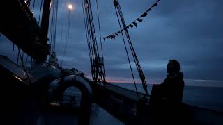 Capstan Shanty Ye Banished Privateers cover on board a tall ship at night [upl. by Nodnyl]