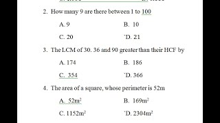 Jawahar Navodaya Vidyalaya Class 6th model paper 2021 Math Part 22 navodaya entrance Exam 2021 [upl. by Aillimat]