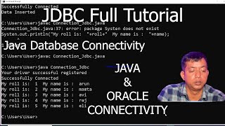 Java JDBC Program  Java Database Connectivity with Oracle  Java with Oracle Connection Steps [upl. by Llehsim717]