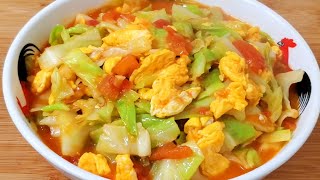 番茄雞蛋炒包菜 鮮甜開胃好餸飯 Stir fried cabbage with tomatoes and eggs [upl. by Ranite]