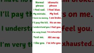 Normal Phrase Vs Idiomatic Phrase english englishgrammar idioms phrases shorts englishacademy [upl. by Cindi]