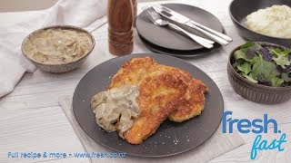 Chicken Schnitzel with Mushroom Sauce Recipe [upl. by Anehsat]