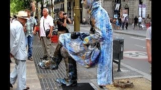 Amazing Human Statues of La Rambla in Barcelona [upl. by Argella]