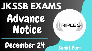 JKSSB EXAMS Advance Notice December 24  No FAA Exam on 24 December [upl. by Neram]