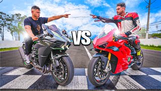 O GRANDE RACHA CONTRA O BRUNO  MINHA KAWASAKI H2 VS PANIGALE [upl. by Cired]