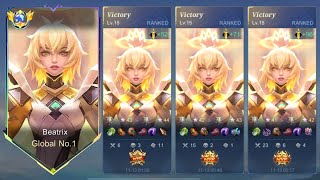 TOP GLOBAL BEATRIX NEW 1 HIT BUILD AND EMBLEM 2024 must try [upl. by Barby605]