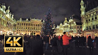 Brussels 🇧🇪 streets of light 4K 60fps Bruxelles center 🇧🇪 Grand Place 4K UHD [upl. by Zumstein696]