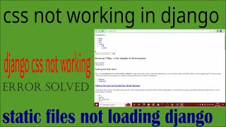 django css not working  static files not loading django  css not working in django [upl. by Bettzel]