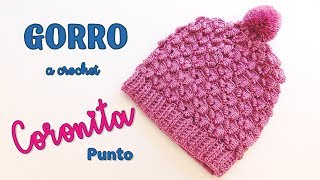 Como tejer un gorro a crochet a gancho para mujer y niñas en Punto Coronita [upl. by Aisirtap]