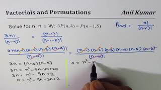 Solve 3Pn 4  Pn 1 5 Factorial Permutation Equation [upl. by Ernest778]