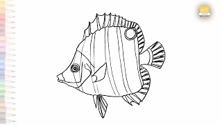 Butterflyfish drawing easy  Outline sketches  How to draw A Butterflyfish step by step artjanag [upl. by Anatsirhc]