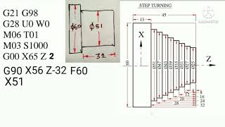 CNC step Turning program using G90 code FANUC CNC Turning program with simulation [upl. by Gable857]