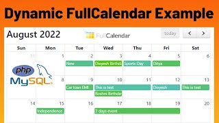 How to add and display events dynamically in fullcalendar js with PHP and MySQL  fullcalendario [upl. by Kegan]