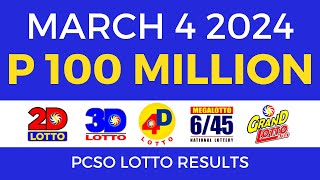 Lotto Result March 4 2024 9pm PCSO [upl. by Niamor]