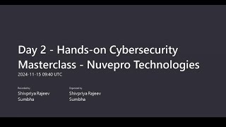 Day 2  Handson Cybersecurity Masterclass  Nuvepro Technologies [upl. by Akienat]