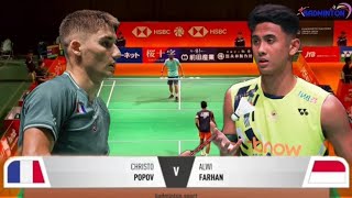 Christo Popov FRA vs Alwi Farhan INA  Round of 32 Mens Singles Kumamoto Masters Japan 2024 [upl. by Kcirrej]