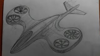 Futuristic Aircraft Drawing  Dessin davion [upl. by Leidag155]