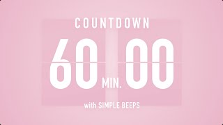 60 Min  1 Hour  Countdown Flip Clock Timer  Simple Beeps 🌸🔔 [upl. by Fannie]