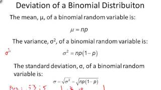 binomial distribution Mean Standard Deviation and shape of a Binomial Random Variable [upl. by Llireva593]