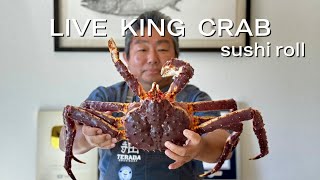 LIVE King Crab 1st Time Cooking Live King Crab To A Sushi Roll [upl. by Starobin]