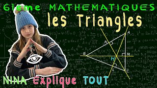 Quelques propriétés des triangles a connaitre mediane isocèle équilatéralmaths collège 6e [upl. by Chery]