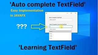 Auto complete TextField and Learning TextField  How to use in JavaFX [upl. by Olsson]