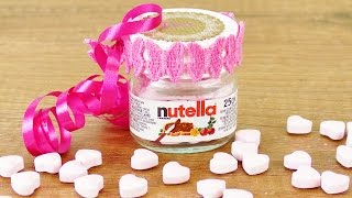 Aus alt mach neu NUTELLA GLAS als GESCHENKVERPACKUNG für die beste Freundin  Mini Aufbewahrung [upl. by Kcirde]