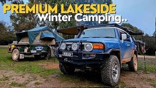 Lakeside SOLO CAMPING  Delatite Arm Bushland  Campfire cooking  FJ Cruiser [upl. by Server]