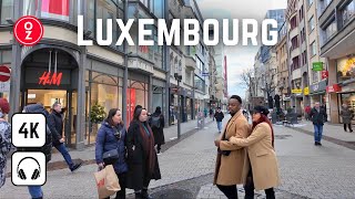 Luxembourg City 🇱🇺 Richest Country in the World 4K 60fps Walking Tour at Snowy Day 2024 ❄️ [upl. by Nerek]