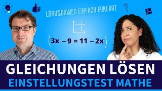 Gleichungen lösen  Einstellungstest Mathe Aufgaben trainieren einstellungstest mathe [upl. by Ahset]