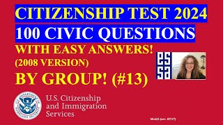 2024 Random 100 Civics Questions and Answers by Group US Citizenship Interview Slow Easy Answer 13 [upl. by Dnomde702]