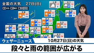 10月27日日の天気予報 [upl. by Asserat]