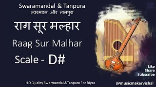 Raag Sur Malhar Swarmandal amp Tanpura D scale D Sharp राग सूर मल्हार स्वरमंडल in D scale for riyaz [upl. by Anyad393]