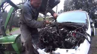 How To Install Ford 60 Power Stroke Turbo Diesel V8 Engine Motor Without Lifting the Cab [upl. by Notnilc406]