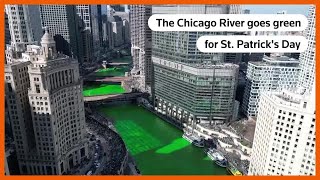 Chicago River dyed green for St Patrick’s Day  REUTERS [upl. by Amluz]