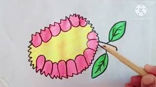 How to draw a Jackfruit Jackfruit Drawing painting and Coloring for kids and Toddlers [upl. by Shandie]