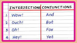 INTERJECTIONS AND CONJUNCTIONS  5  10 EXAMPLES OF INTERJECTIONS AND CONJUNCTIONS  IN ENGLISH [upl. by Ardehs469]