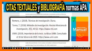 CITAS TEXTUALES y REFERENCIAS BIBLIOGRÁFICAS Normas APA 7ma Edición [upl. by Diego]